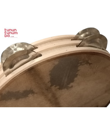 Traditional tambourine with 2 rows of jingles - 28cm - 4