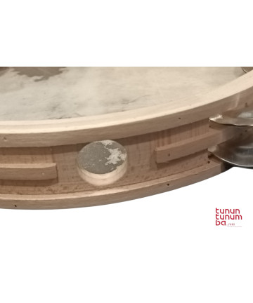 Traditional tambourine with 2 rows of jingles - 28cm - 4